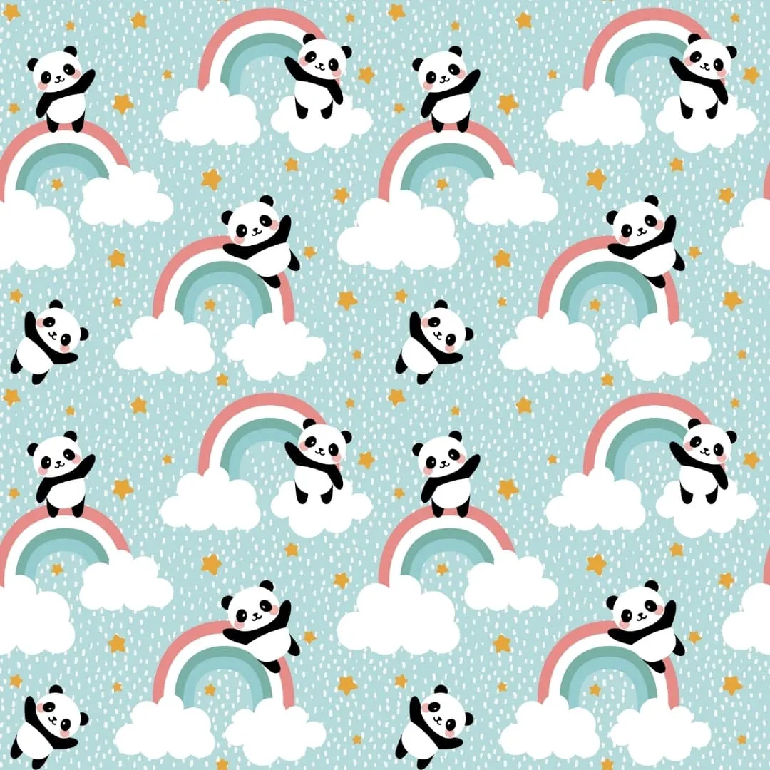 Cute Panda on Rainbow, Kids Room Wallpaper