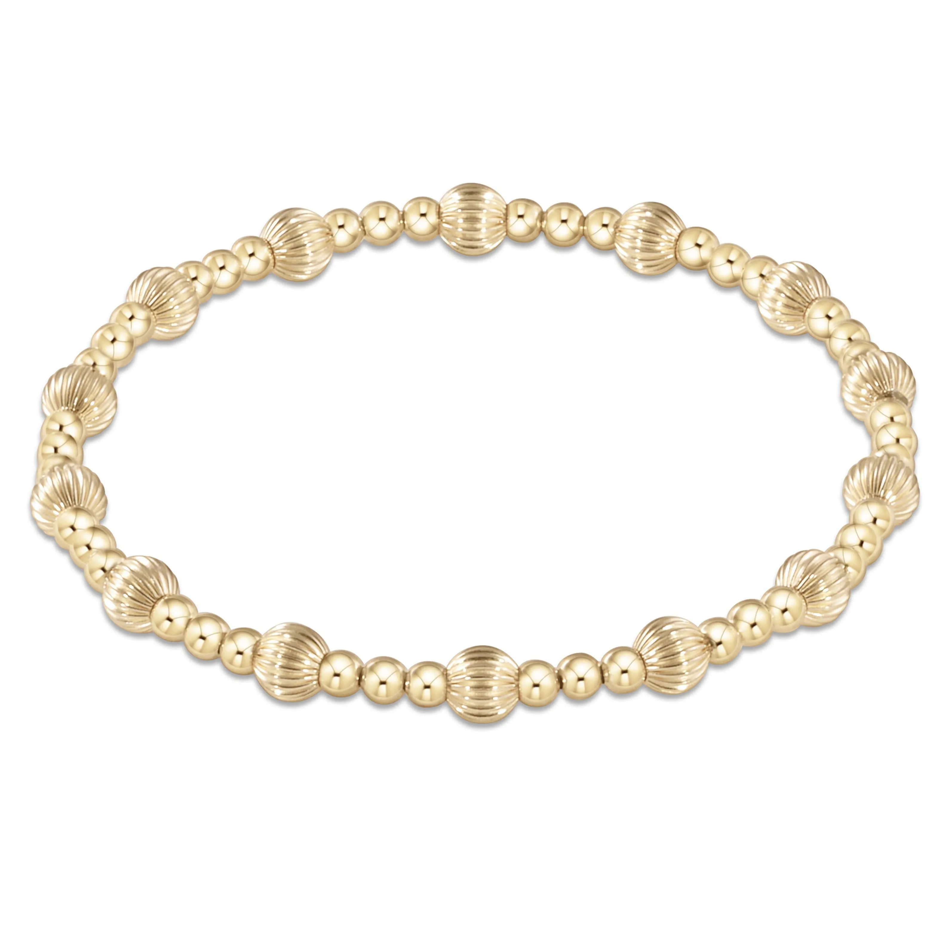 Dignity Sincerity Pattern 5mm Bead Bracelet - Gold