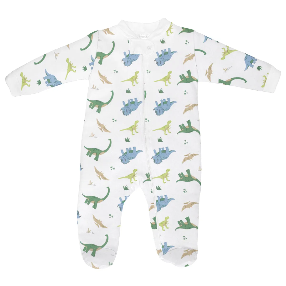 Dino World Printed Zipper Footie |  Baby Boy