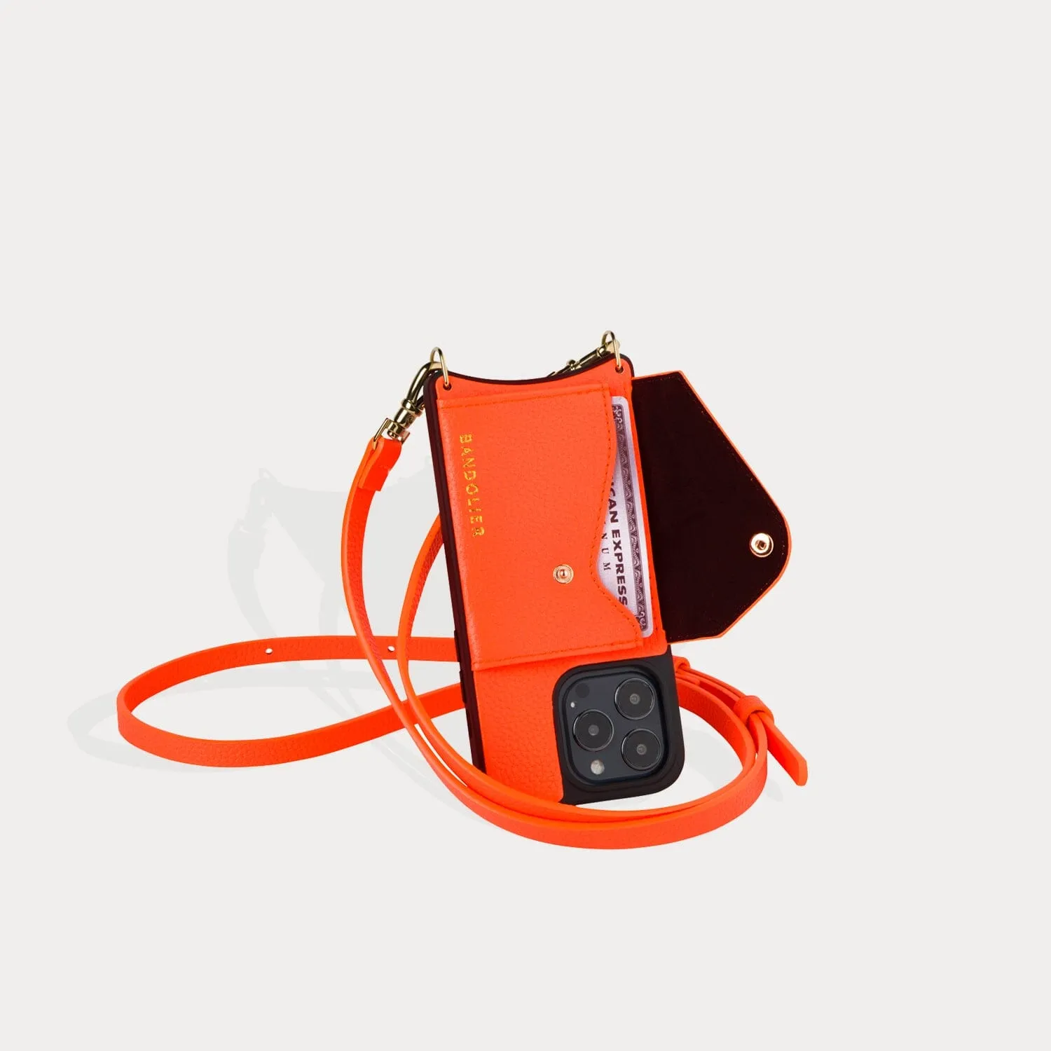 Donna Side Slot Crossbody Bandolier - Neon Orange/Gold