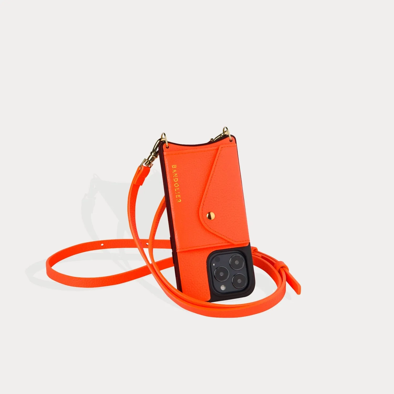 Donna Side Slot Crossbody Bandolier - Neon Orange/Gold