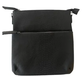 Double Zipper Embossed Snakeskin Messenger-No Strap