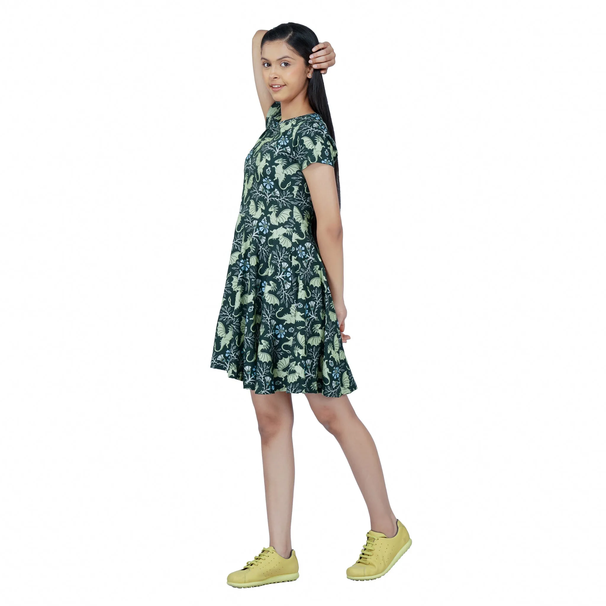 Dragons Damask Kids Twirl Dress