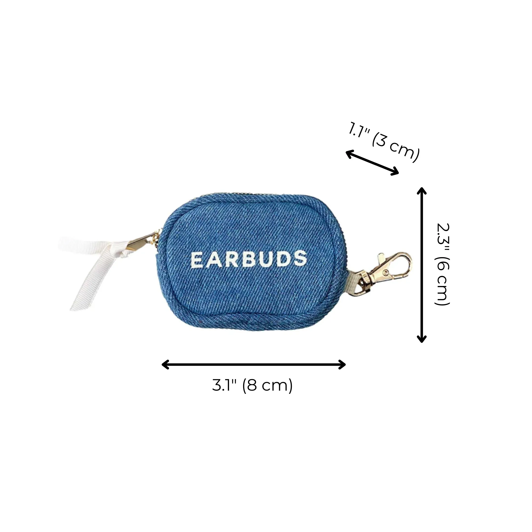 Earbuds/Airpods Case with Clasp, Denim