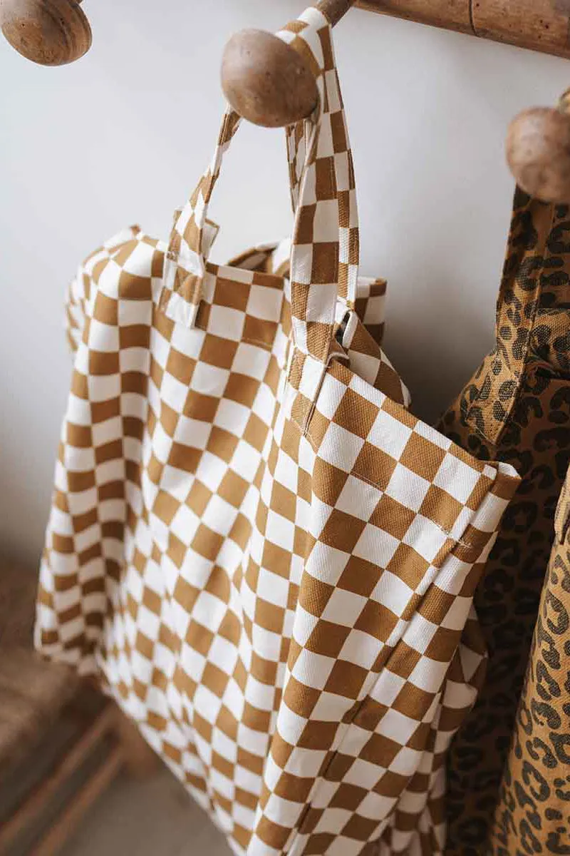 Elisa Caramel Checkerboard Bag