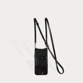 Emma Vanity Crossbody Bandolier - Black Snake/Gold