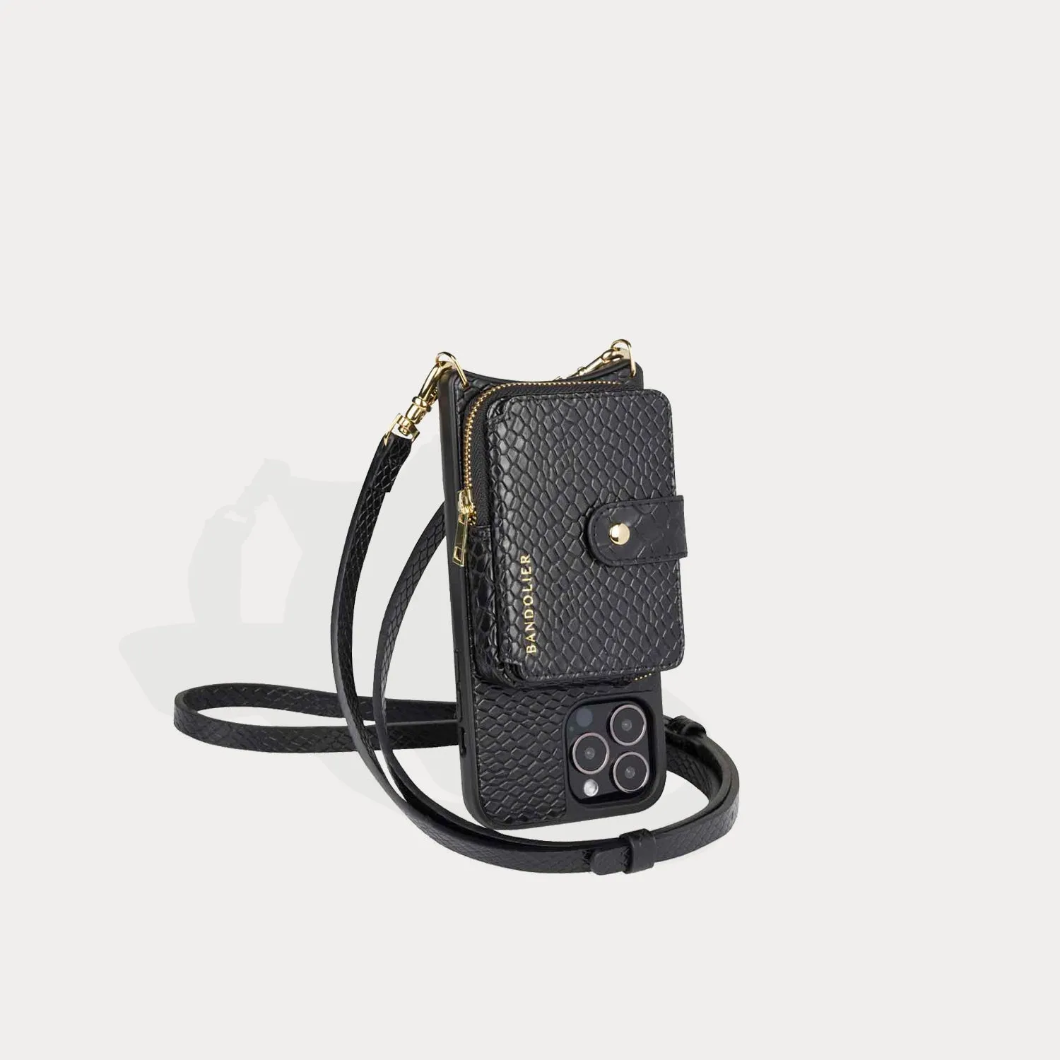 Emma Vanity Crossbody Bandolier - Black Snake/Gold