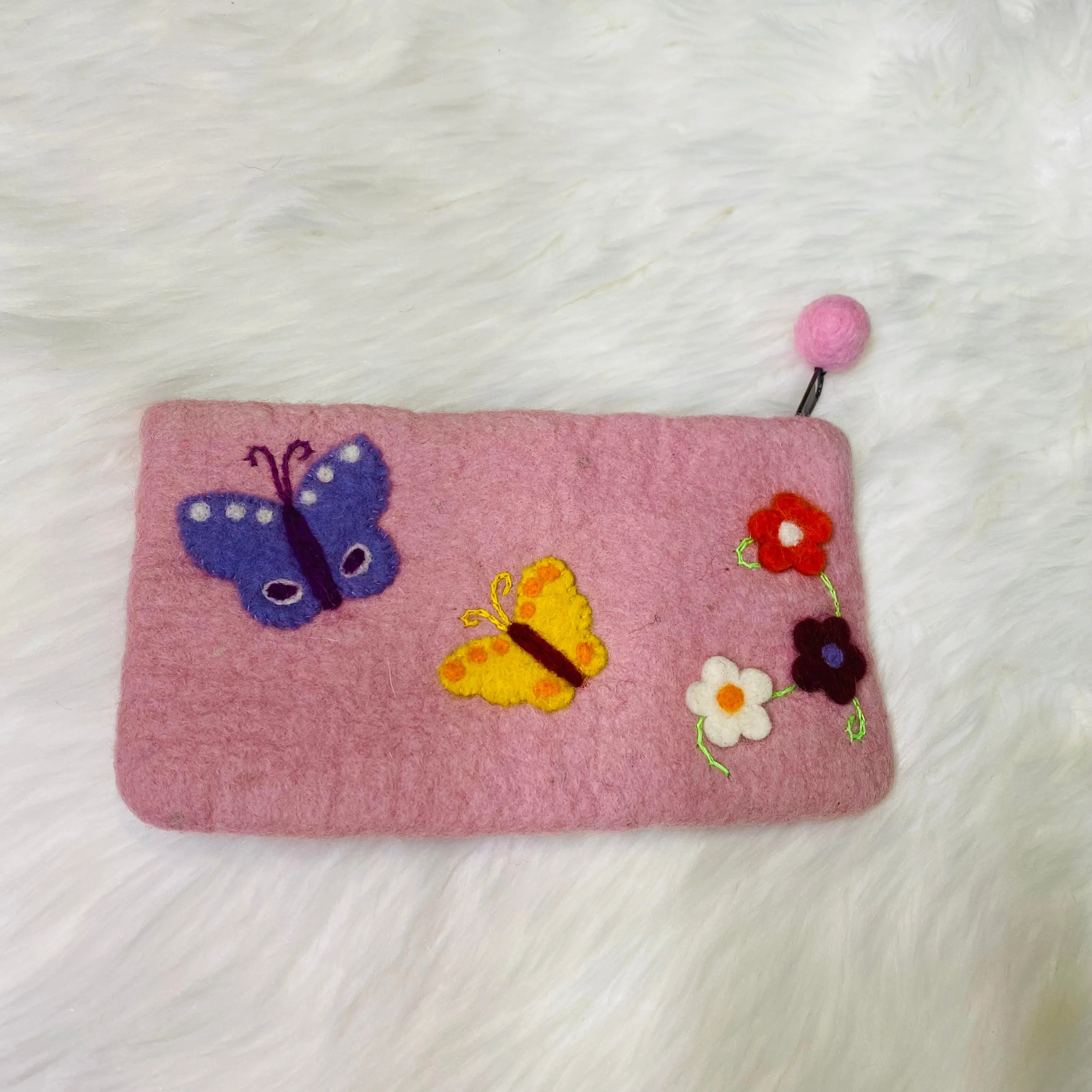 Felted Handmade Wallet with Zipper