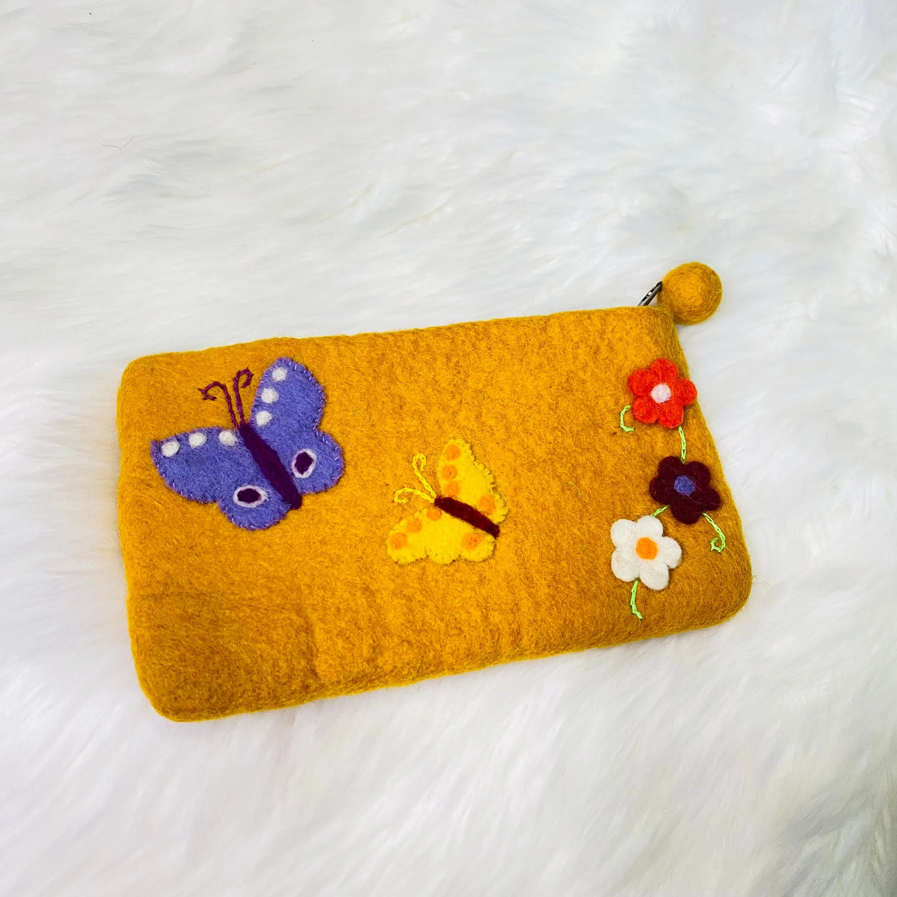 Felted Handmade Wallet with Zipper