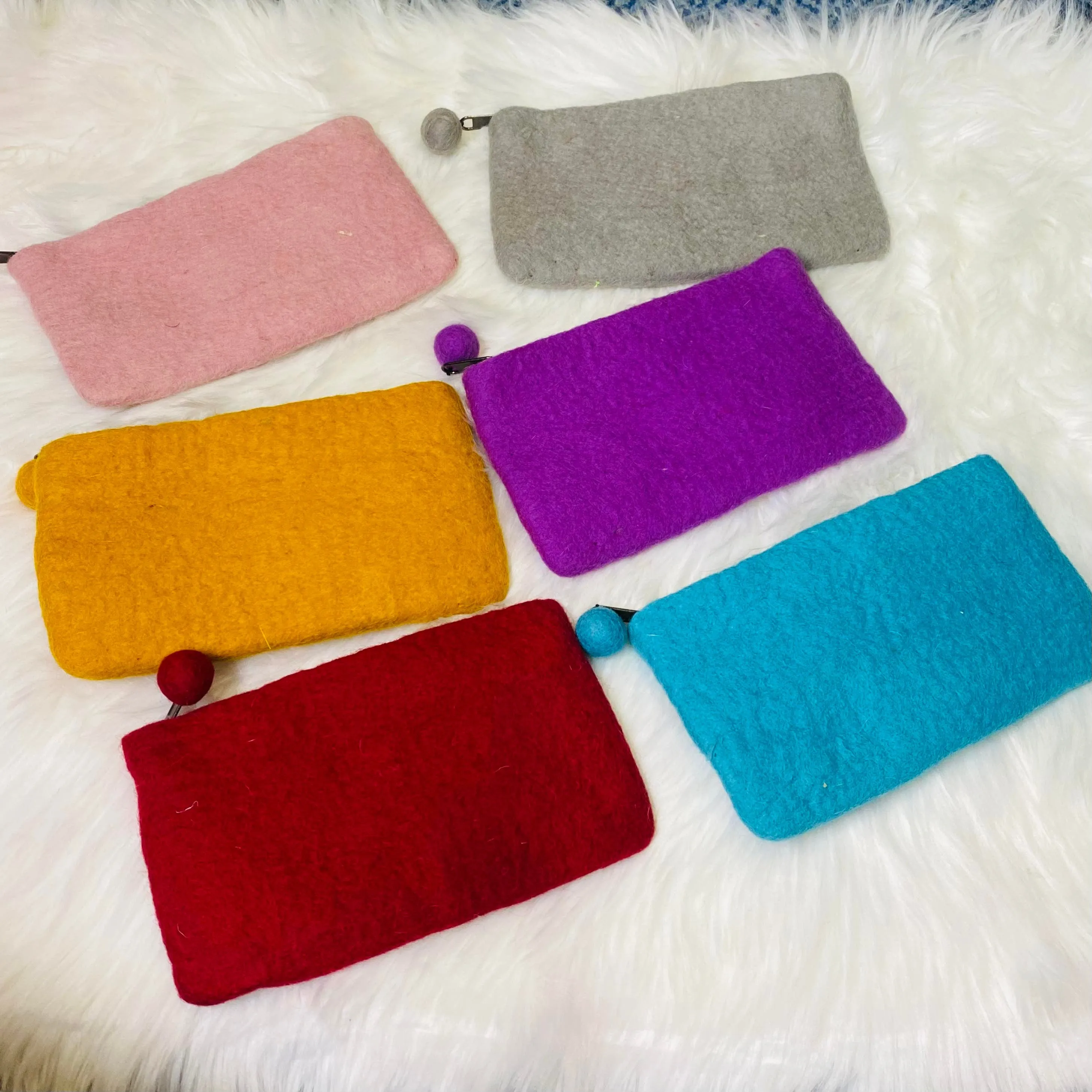 Felted Handmade Wallet with Zipper