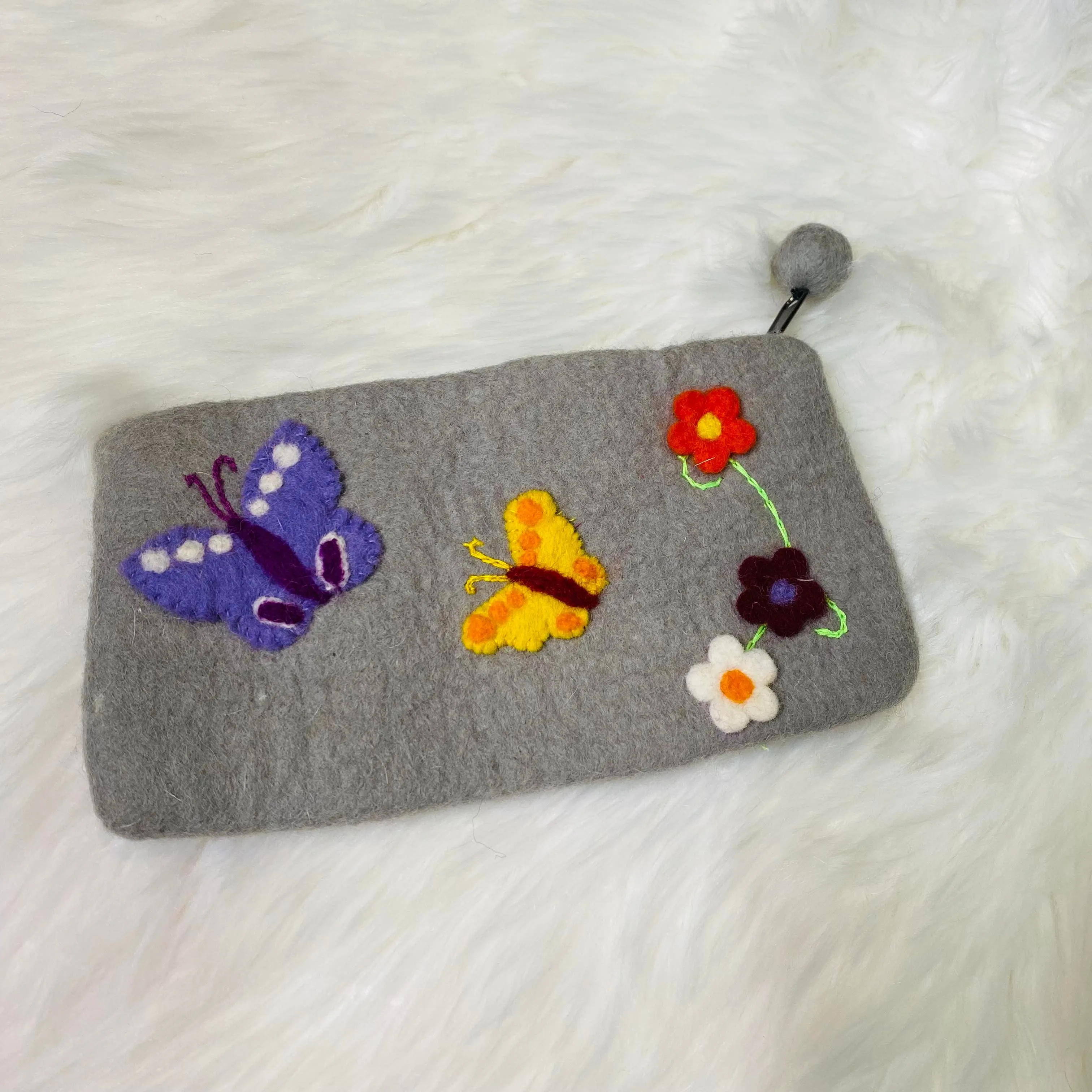 Felted Handmade Wallet with Zipper