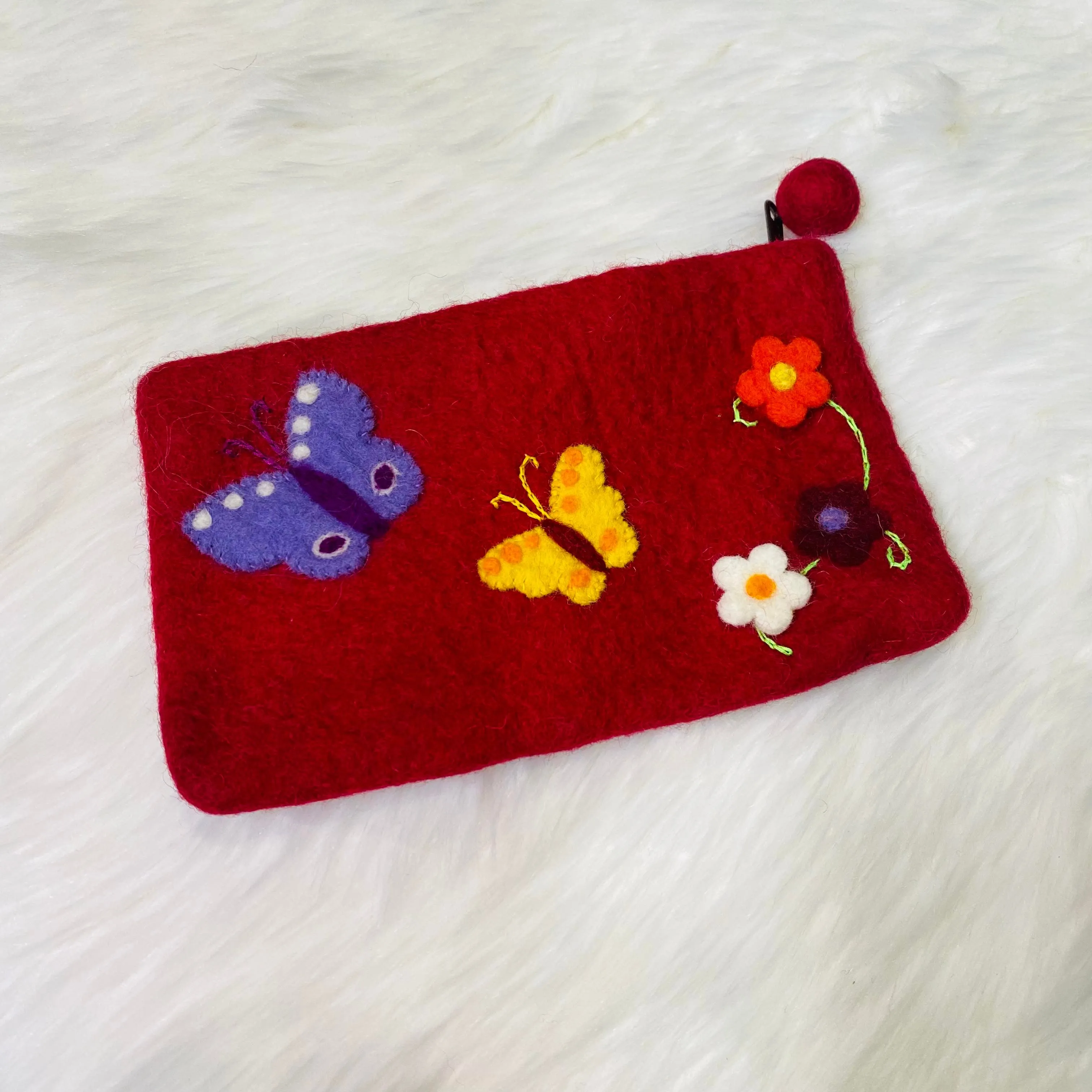 Felted Handmade Wallet with Zipper