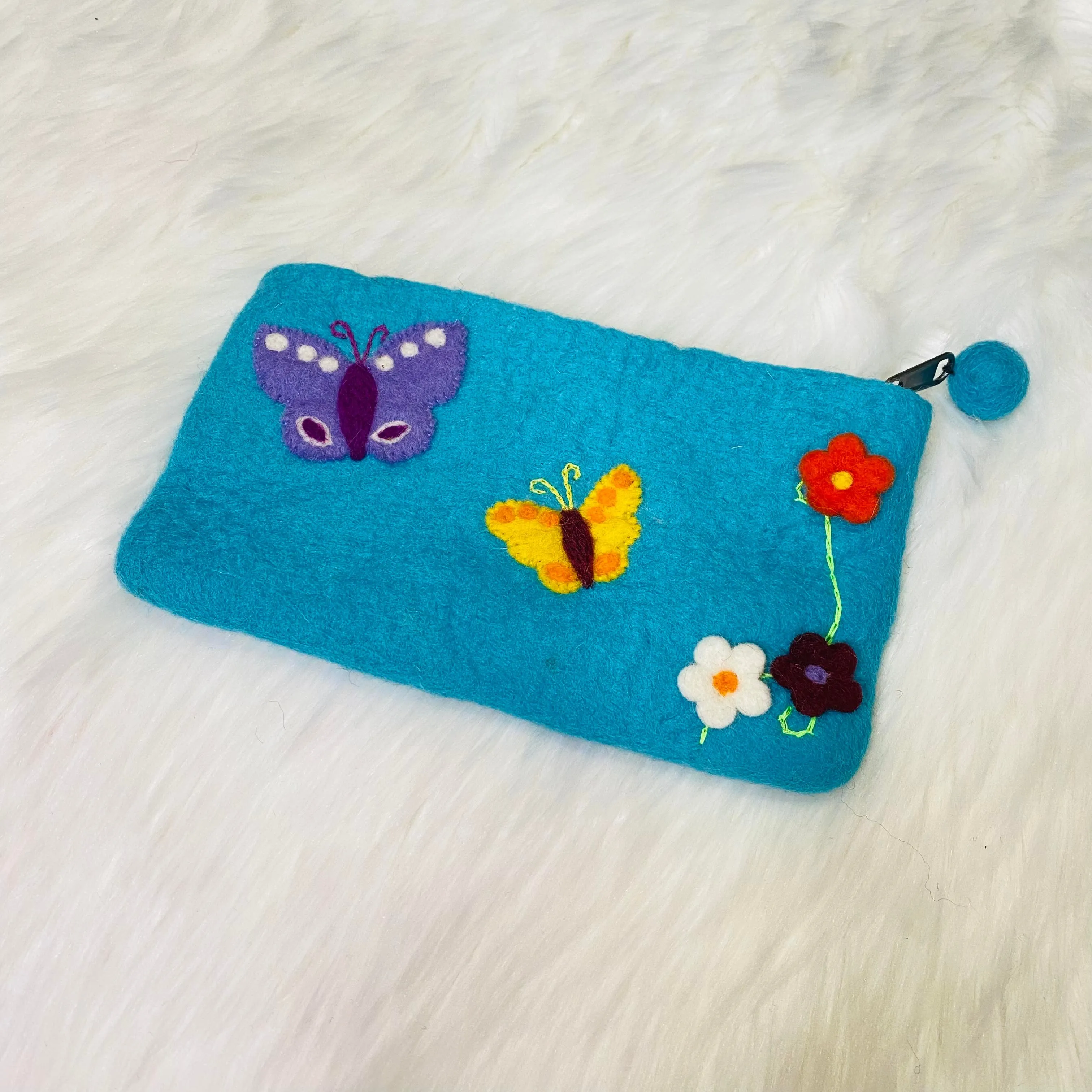 Felted Handmade Wallet with Zipper