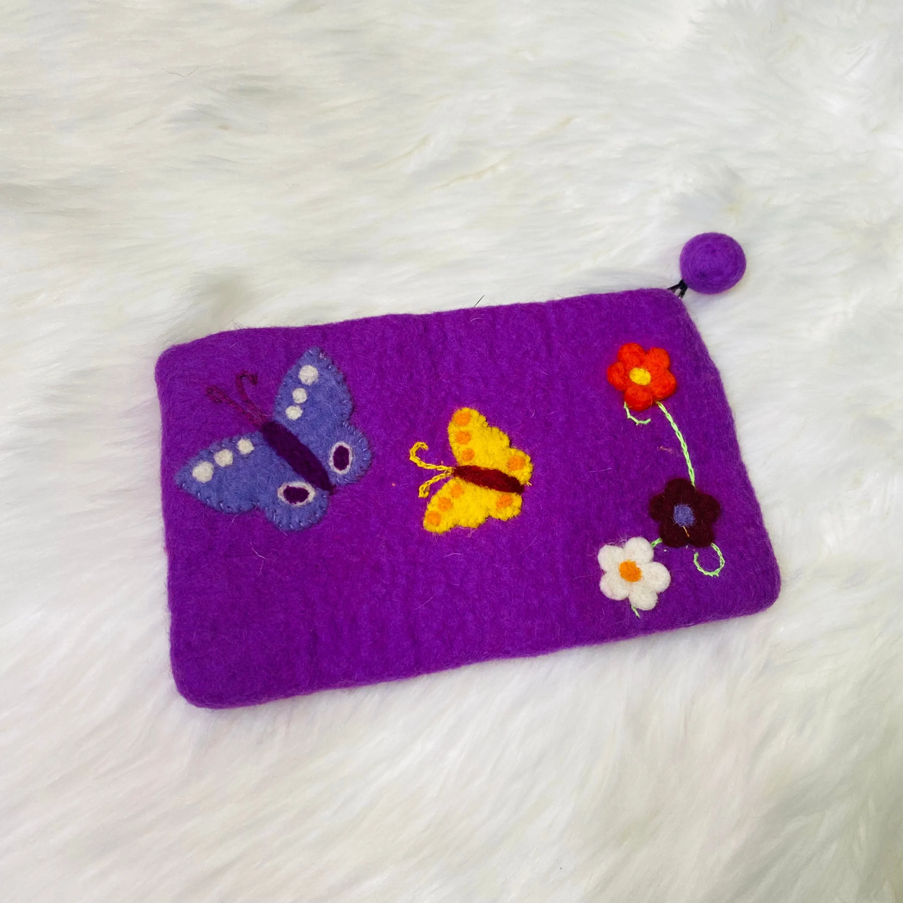 Felted Handmade Wallet with Zipper