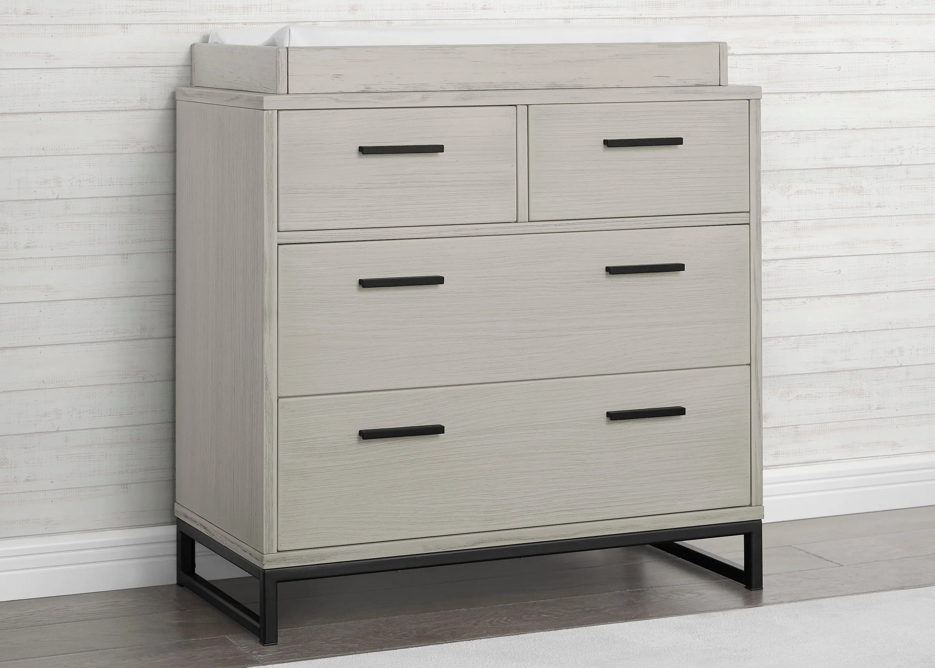 Foundry 4 Drawer Dresser with Changing Top and Interlocking Drawers