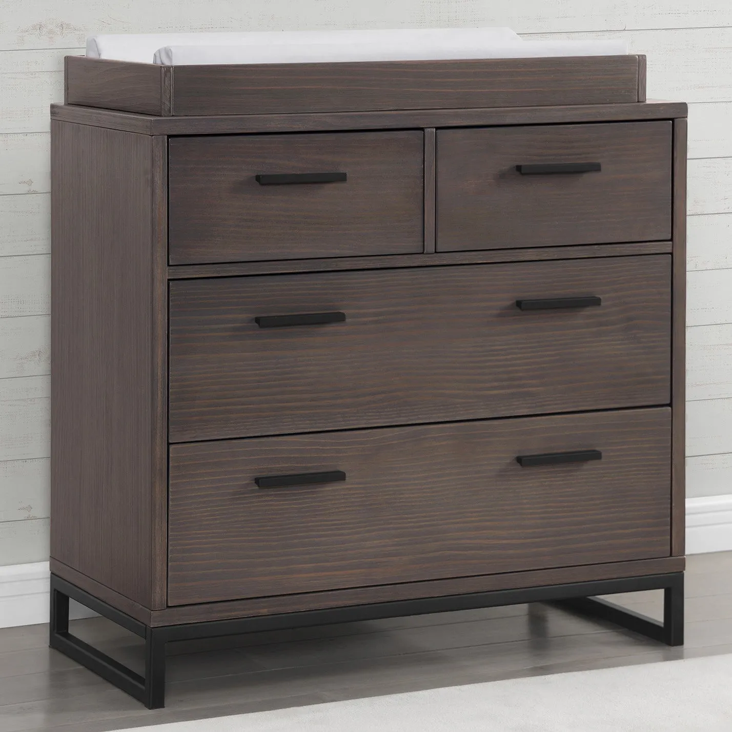 Foundry 4 Drawer Dresser with Changing Top and Interlocking Drawers