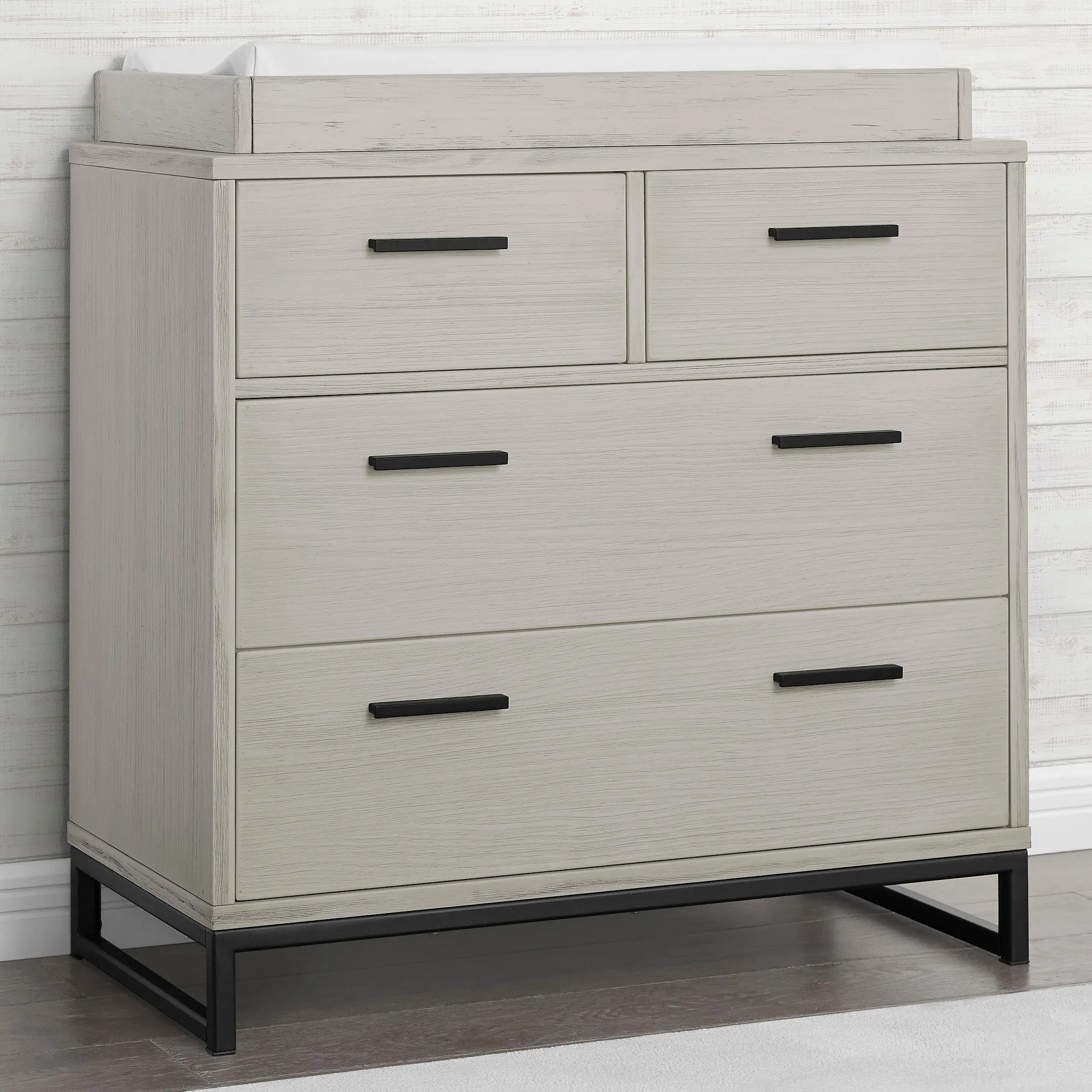 Foundry 4 Drawer Dresser with Changing Top and Interlocking Drawers