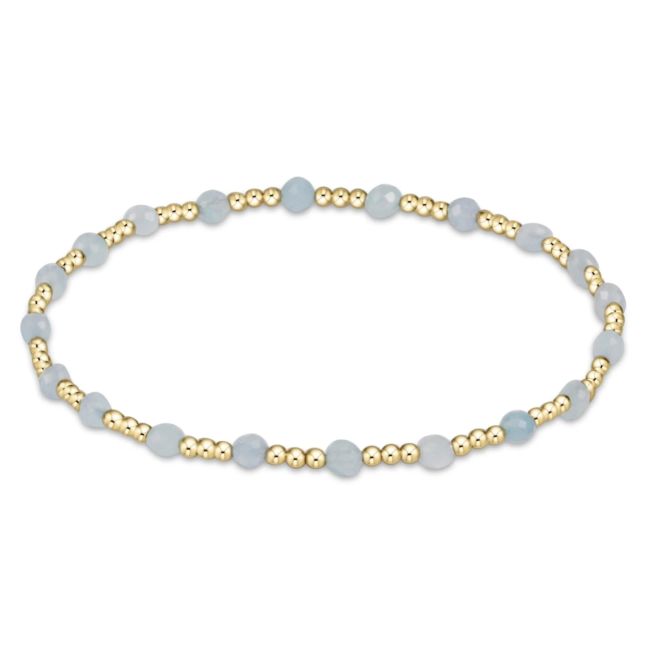 Gemstone Gold Sincerity Pattern 3mm Bead Bracelet - Aquamarine