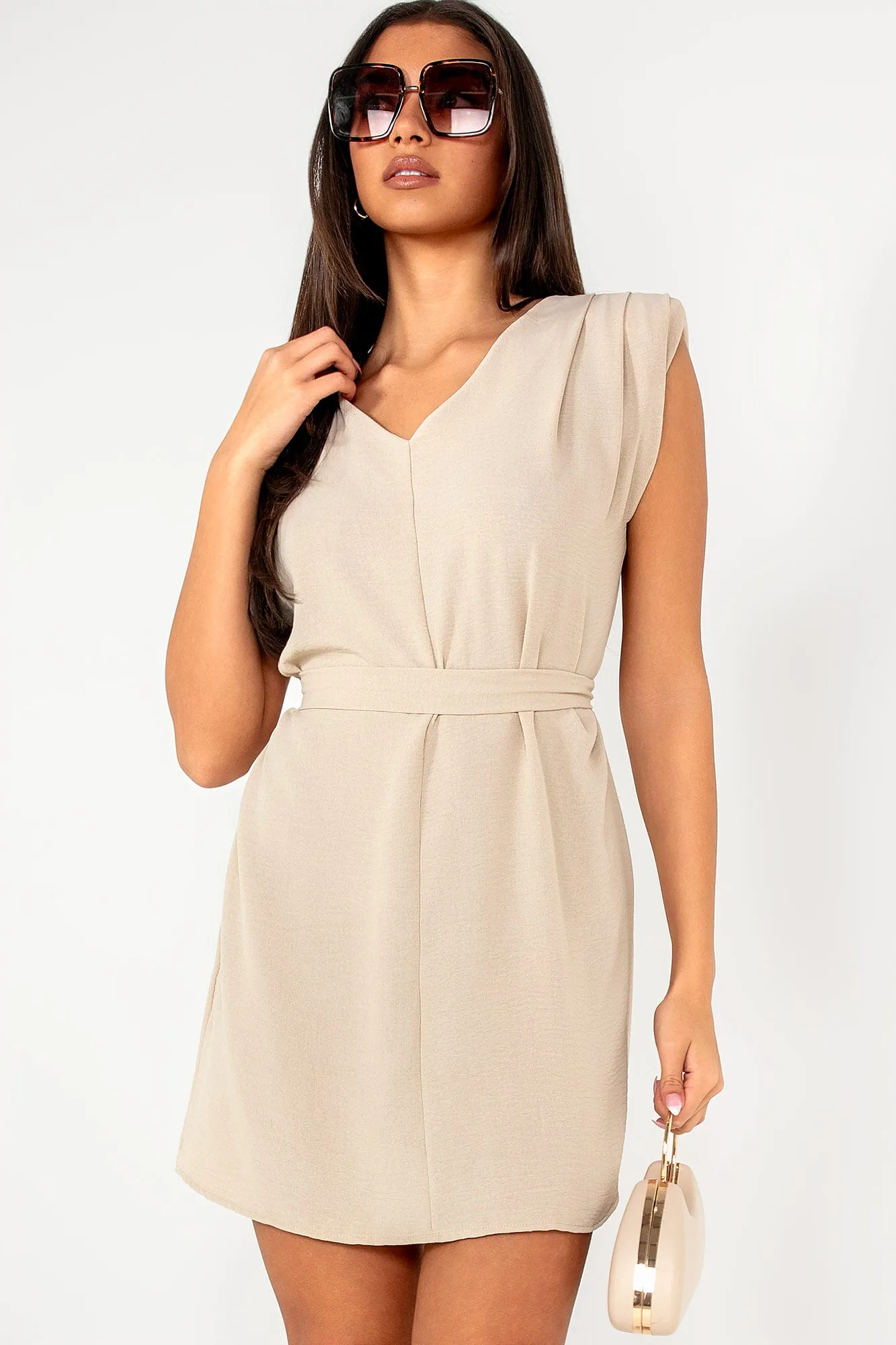 Geraldine Stone V Neck Belted Dress