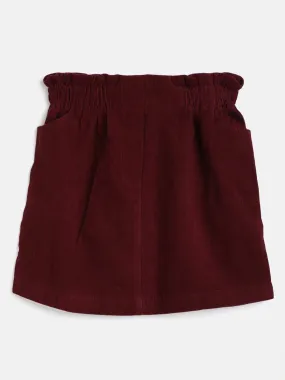 Girls Burgundy Corduroy Paper Bag Skirt