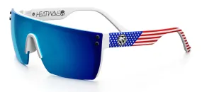 Heatwave Kids Lazer Face Sunglasses: Stars and Stripes / Galaxy Blue Lens