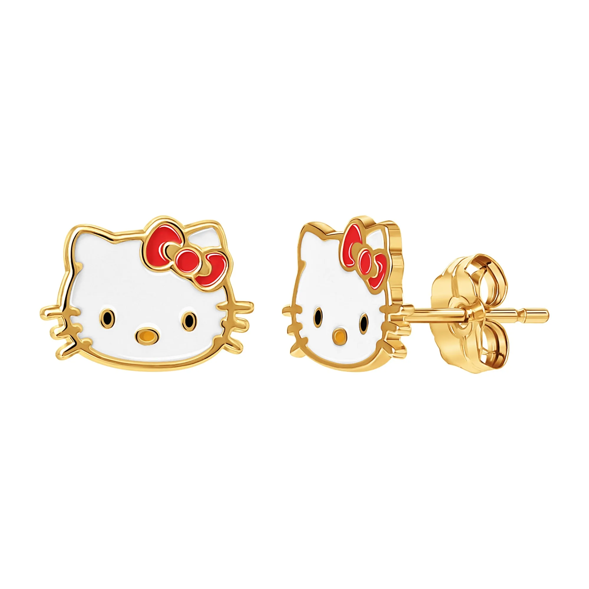 Hello Kitty 10K Yellow Gold Enamel Stud Earrings