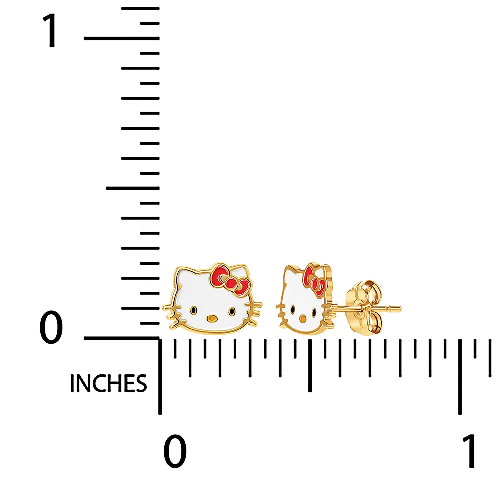 Hello Kitty 10K Yellow Gold Enamel Stud Earrings