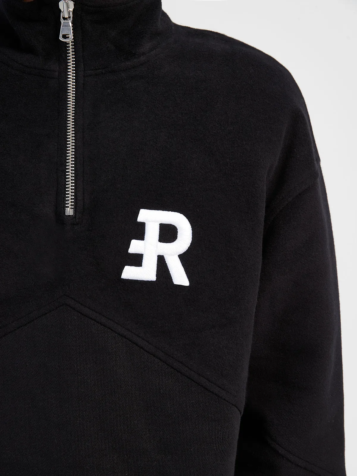 INSIDE OUT HALF ZIP HOODIE - BLACK