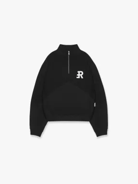 INSIDE OUT HALF ZIP HOODIE - BLACK