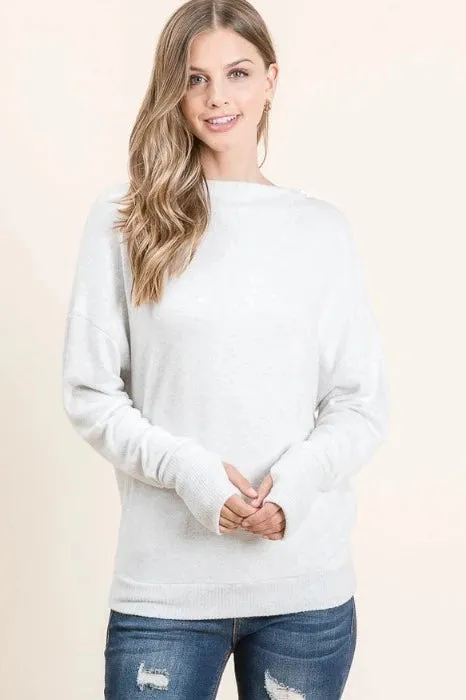 Jersey Dolman Sleeve with One Shoulder Zipper Top -HT-674