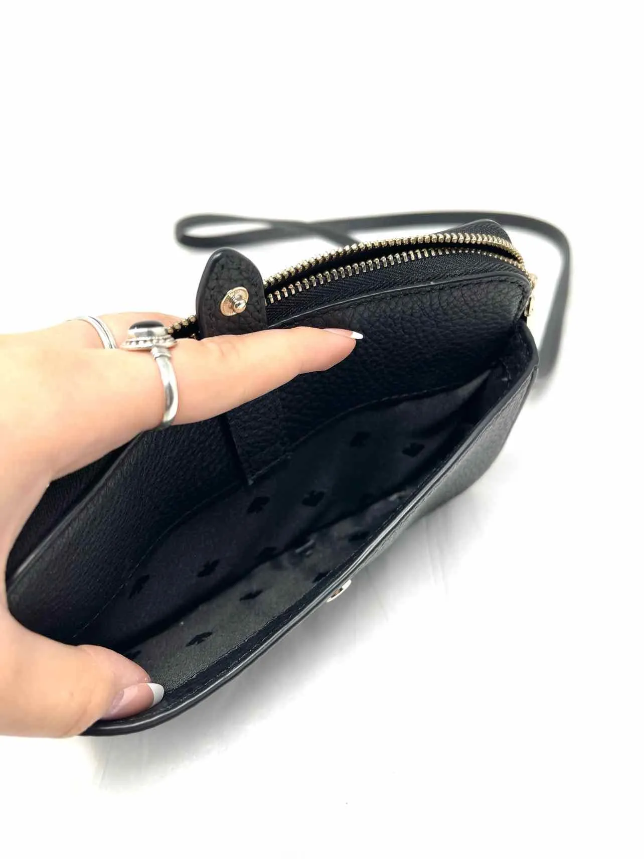 Kate Spade Black Pebbled Leather Designer Crossbody Purse