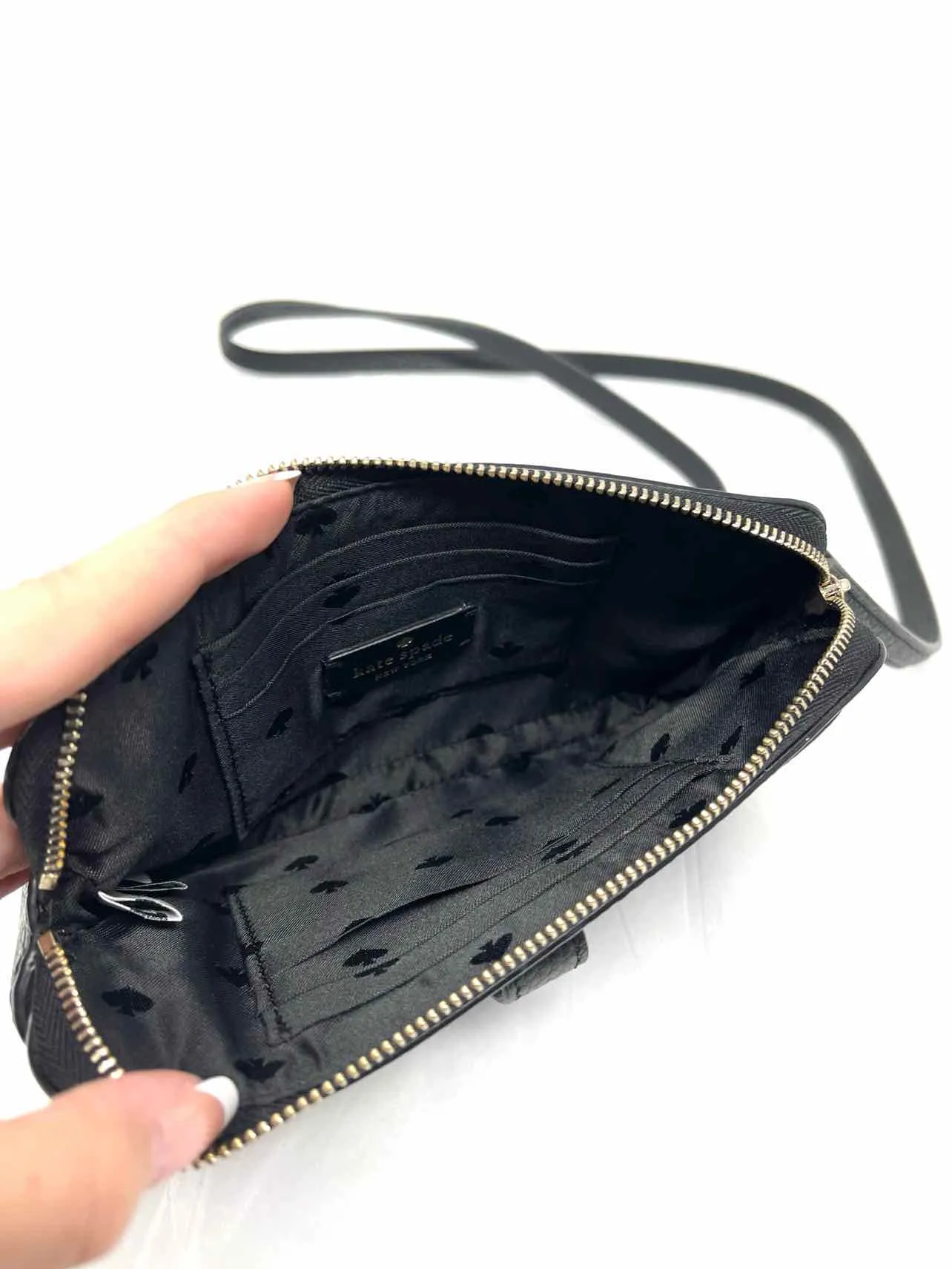 Kate Spade Black Pebbled Leather Designer Crossbody Purse