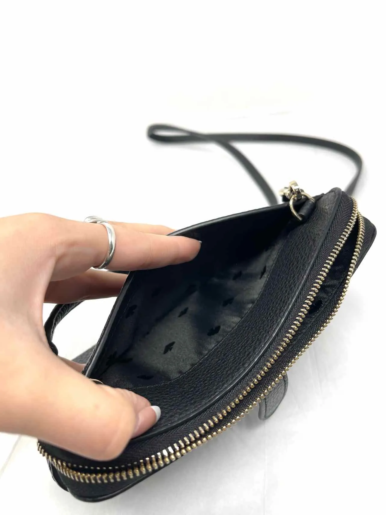 Kate Spade Black Pebbled Leather Designer Crossbody Purse