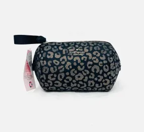 Kate Spade Black/Silver Glitter Animal Print NEW Designer Makeup bag