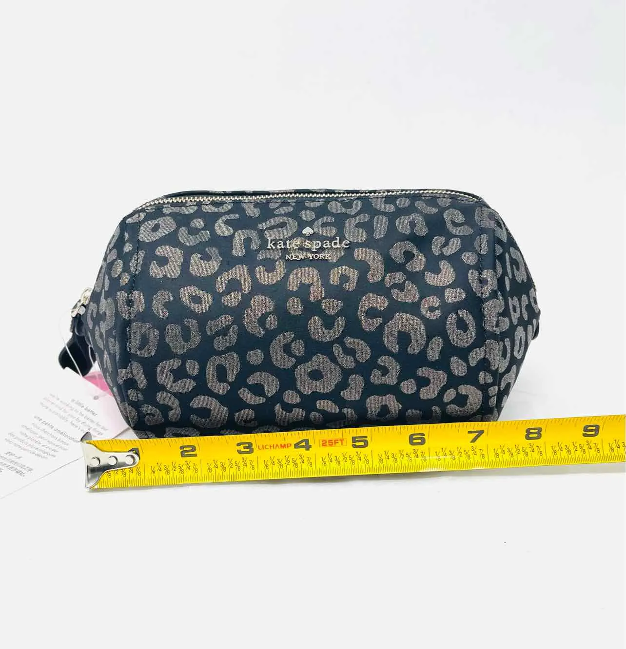 Kate Spade Black/Silver Glitter Animal Print NEW Designer Makeup bag