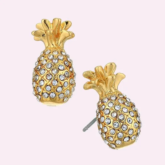 Kate Spade by The Pool Pave Pineapple Studs Earrings Includes Dust Bag