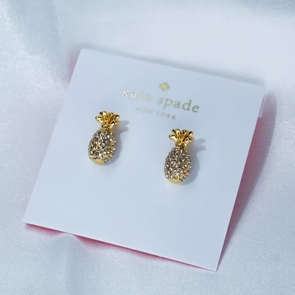 Kate Spade by The Pool Pave Pineapple Studs Earrings Includes Dust Bag