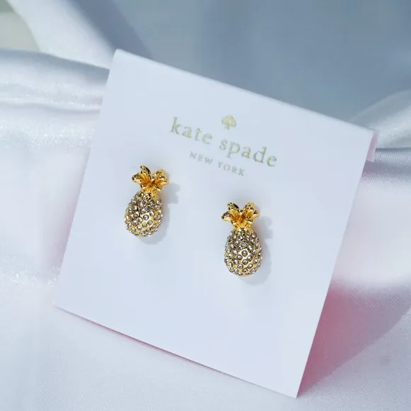 Kate Spade by The Pool Pave Pineapple Studs Earrings Includes Dust Bag