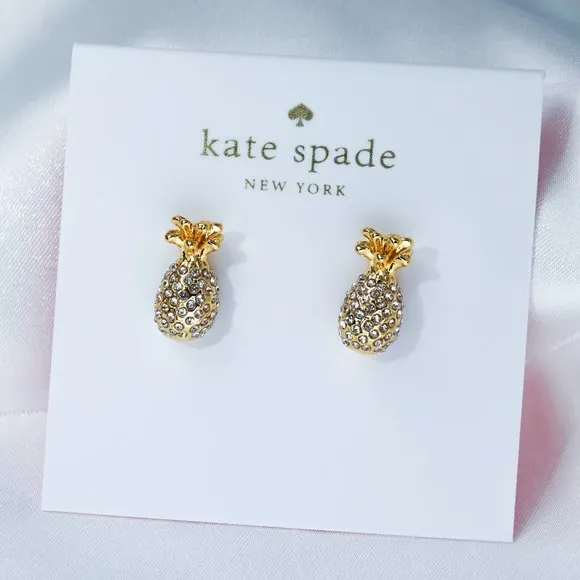 Kate Spade by The Pool Pave Pineapple Studs Earrings Includes Dust Bag