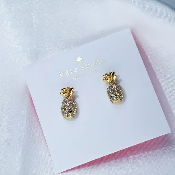 Kate Spade by The Pool Pave Pineapple Studs Earrings Includes Dust Bag