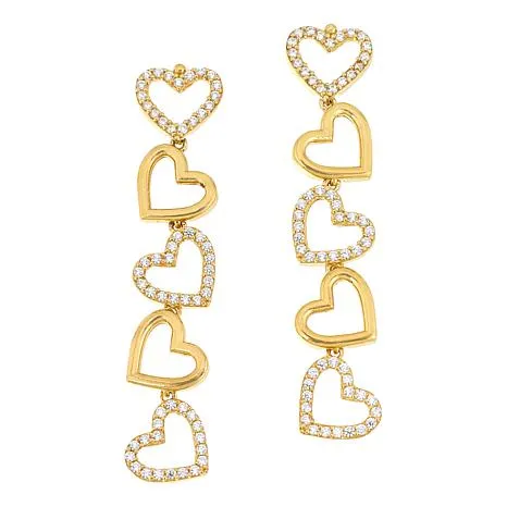 Katharine McPhee 1.25ctw Heart Drop Earrings - Sterling Silver