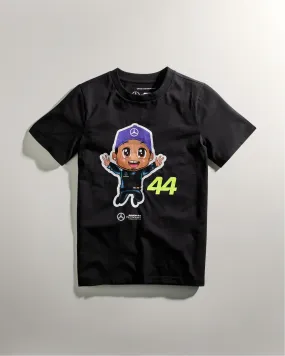 Kids Lewis Hamilton Caricature Graphic Tee Black