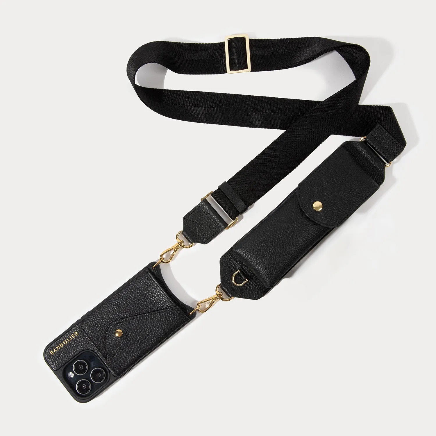 Lana Sunglass Crossbody Bandolier - Black/Gold