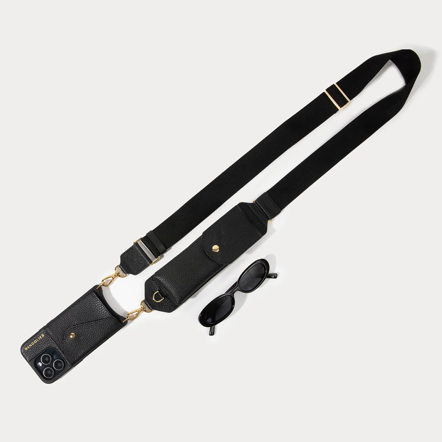 Lana Sunglass Crossbody Bandolier - Black/Gold