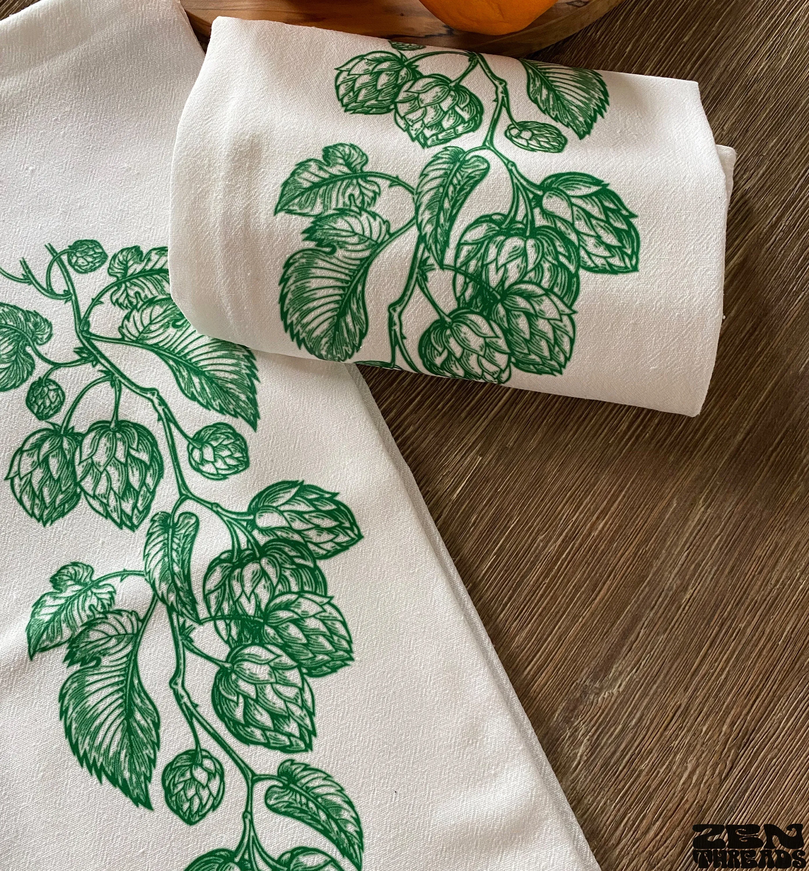 Large Hops Flour Sack Towels Brew beer lover Bar Kitchen Gift Organic Natural Cotton tea towel gift