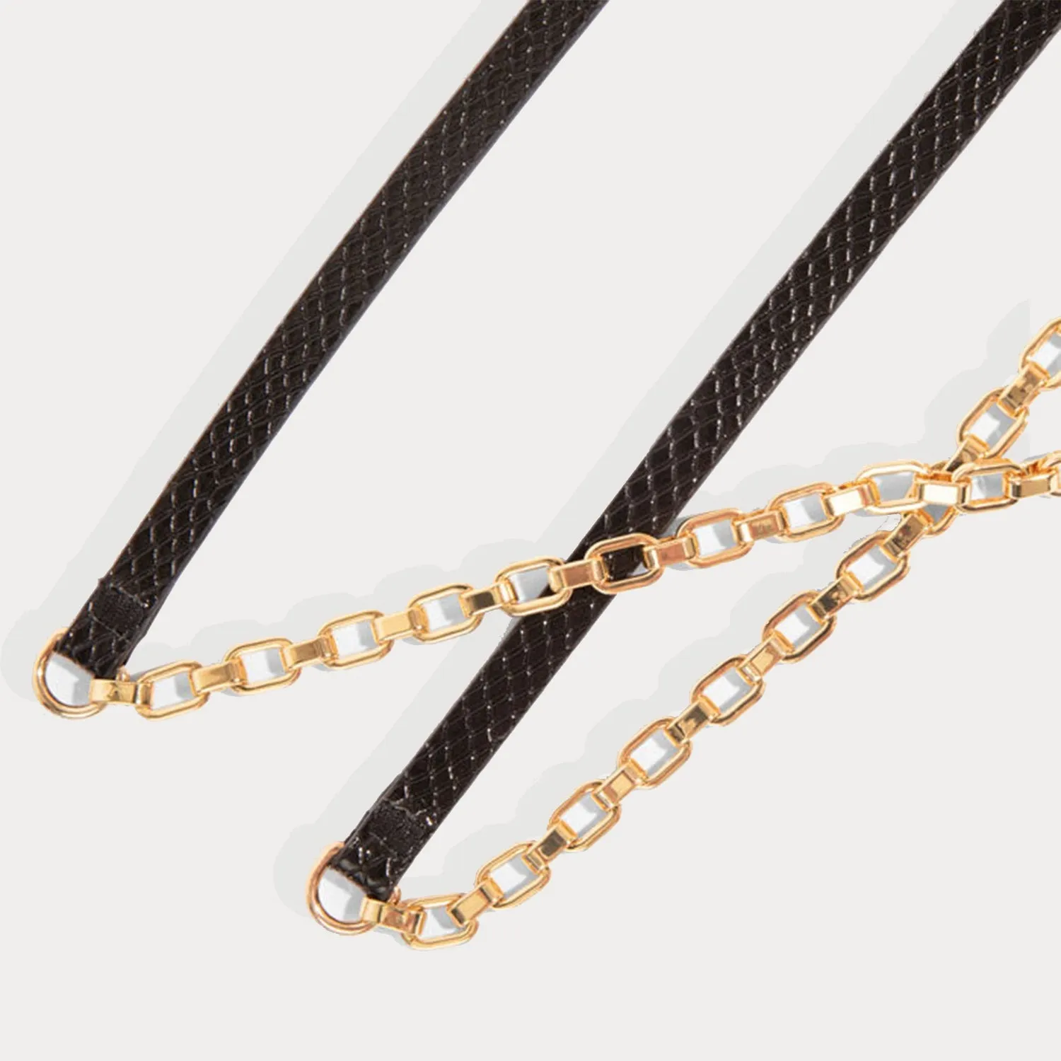 Lena Side Slot Crossbody Bandolier - Black Snake/Gold