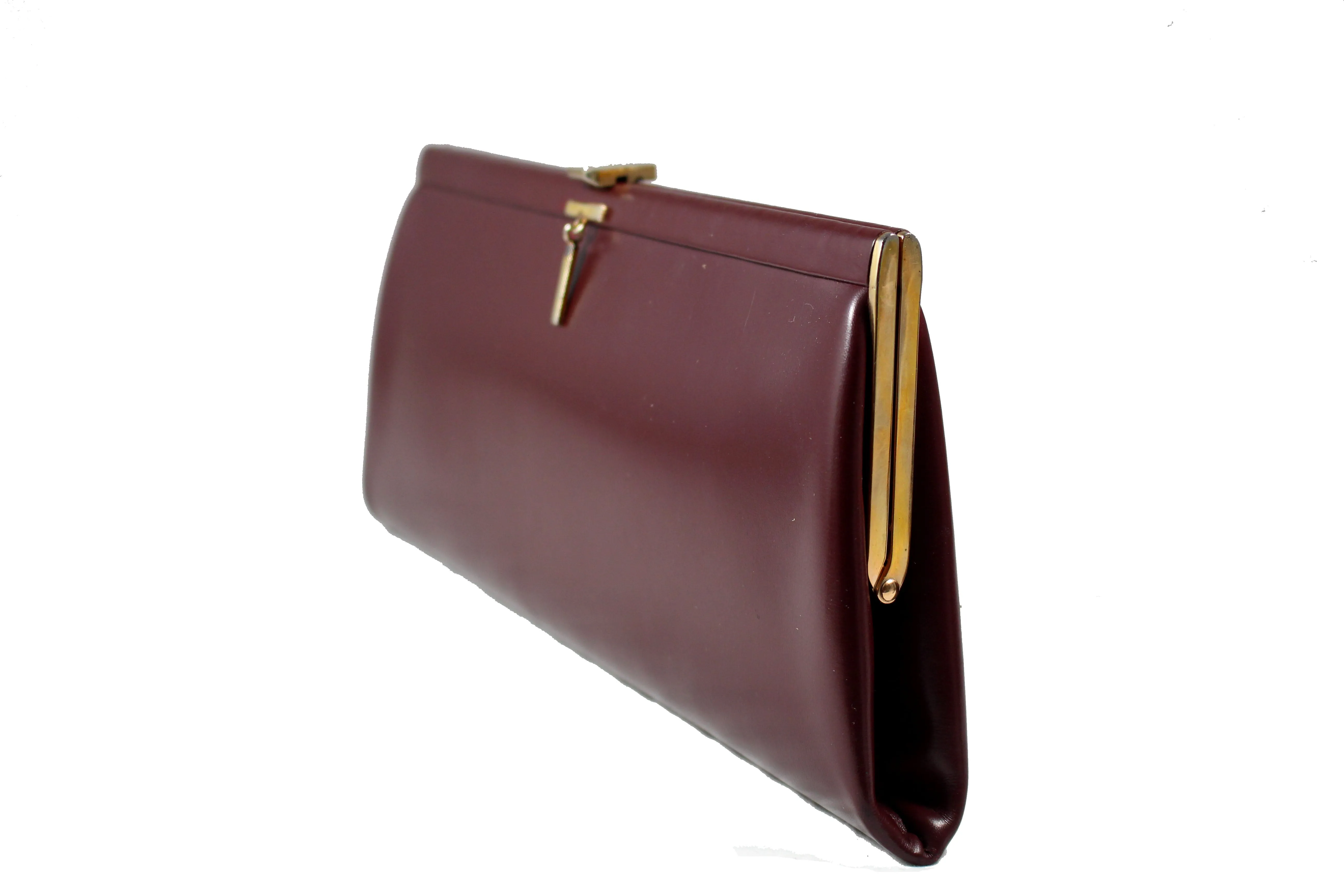 LOEWE burgundy leather clutch