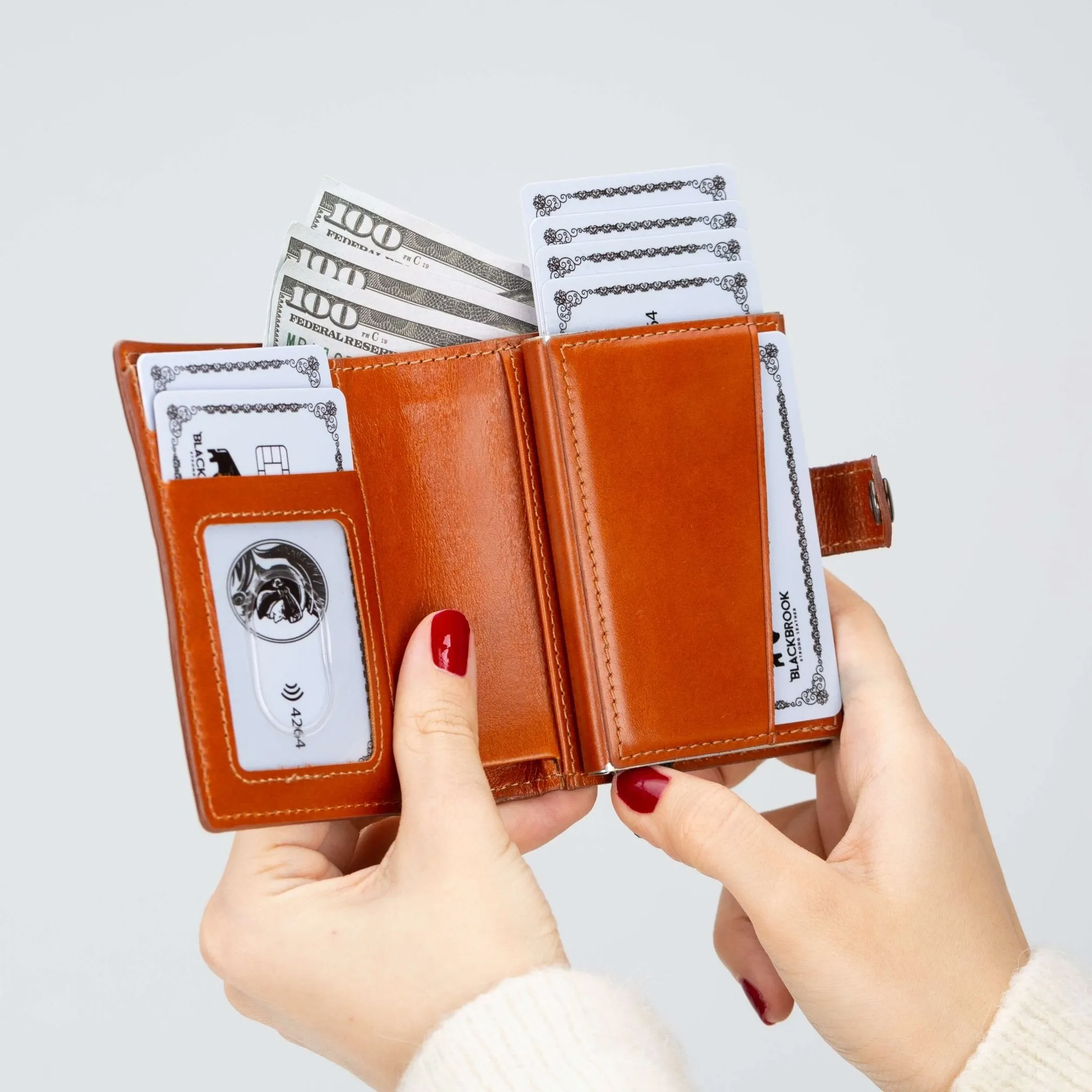 Max Slide Secure: RFID-Protected Wallet with Slide-Out Card, Cash Pocket & ID Slot, Burnished Tan