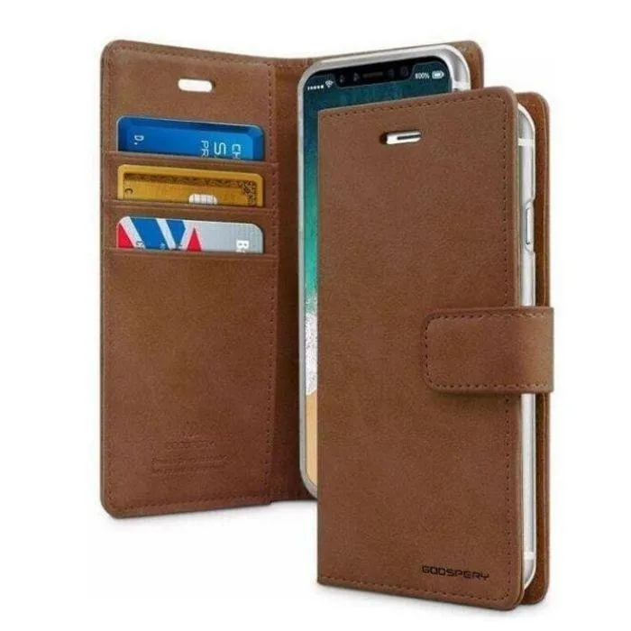 Mercury Blue Moon Diary Case for iPhone 13 - Brown