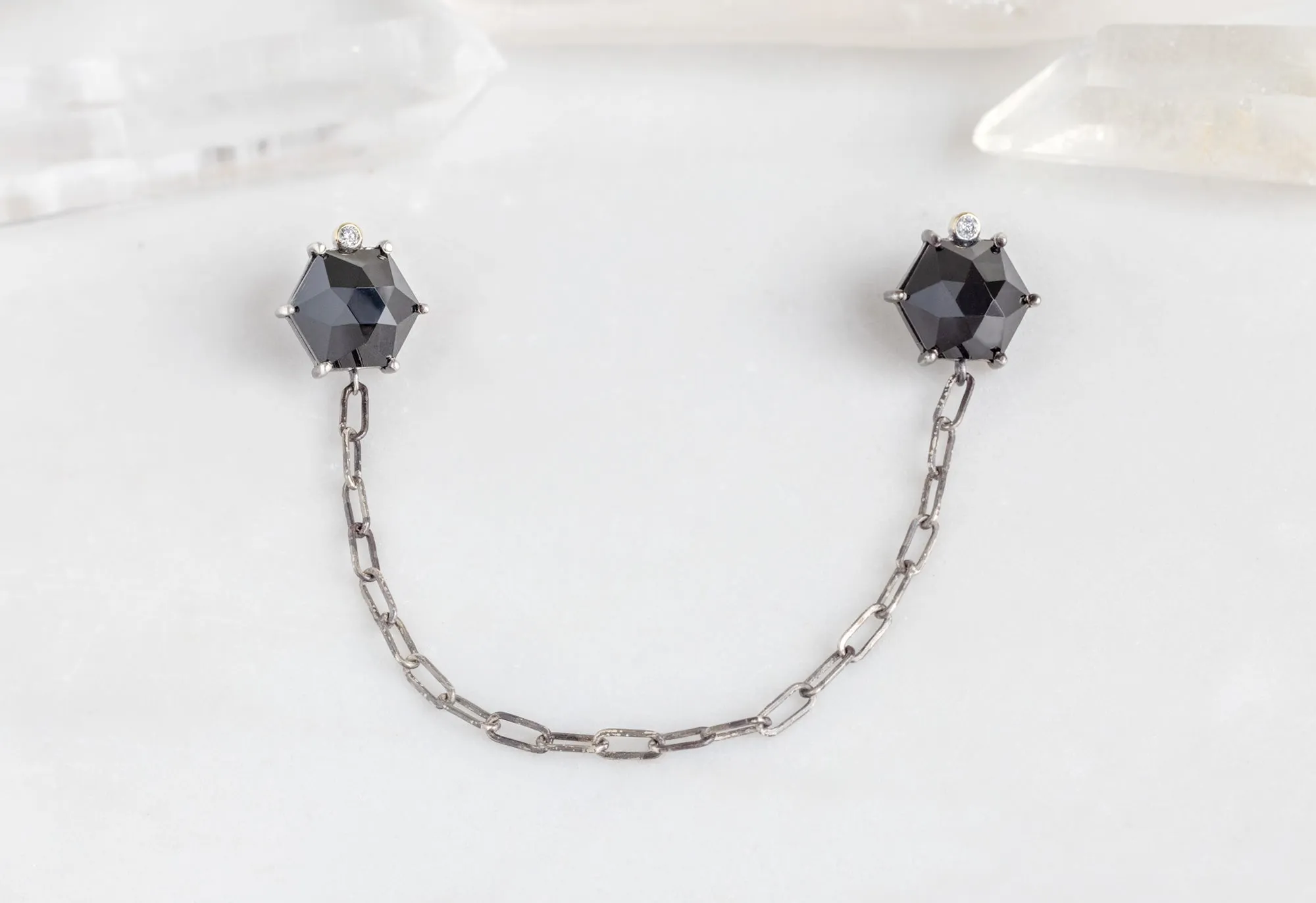 Onyx & Diamond Collar Pin